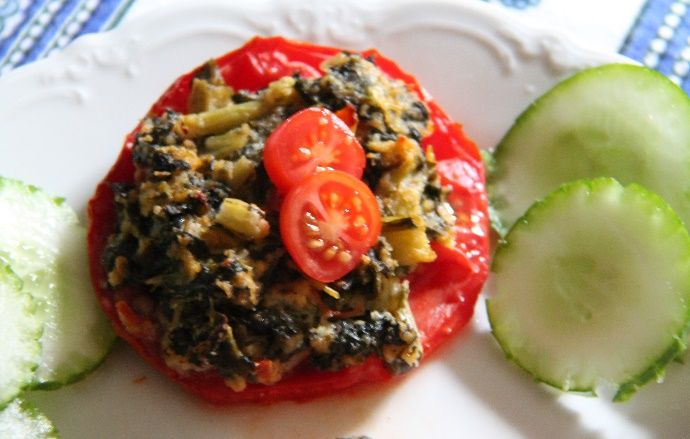 Callaloo Baked Tomatoes - Calypso Cafe