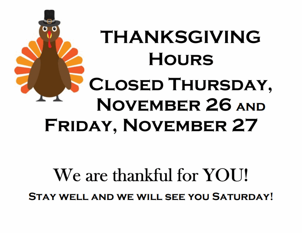 Thanksgiving 2020 - Hours